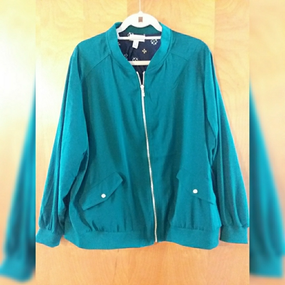 Susan Graver Teal Bomber Jacket